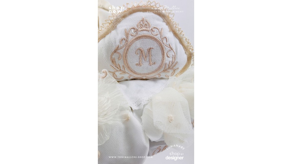Lumânare de Botez Atelier Paris Monogramă Brodată Ivory Champagne 2
